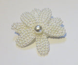 Ivory Beaded Pearl Flower Clip