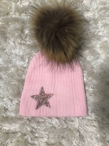 Pink/Silver Rhinestone Star - Taylor Pink Hat