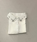 Flower Crystal False Collar Shirt
