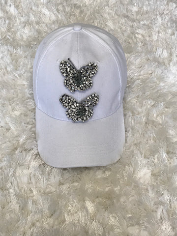 White Crystal Butterfly Cap