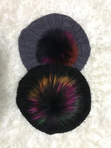 Classic Cable Beret - Pom