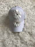 Large Crystal Flower - White Cotton Cap