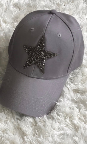 Graphite Rhinestone Star - Cotton Cap