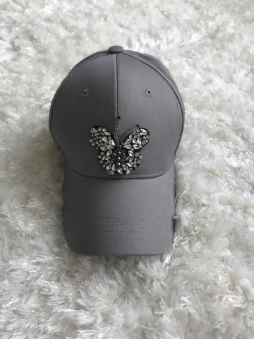 Crystal Butterfly - Light Gray Cap