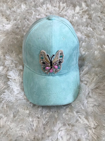 Crystal Butterfly - Mint Suede Cap