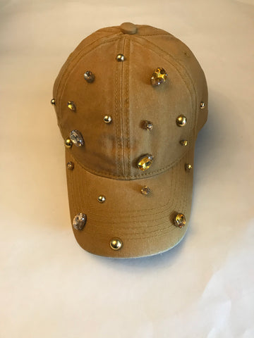 Yellow Gems + Gold Pearls - Mustard Vintage Cap