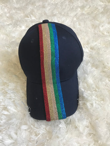 Rainbow Stripe Navy Cotton Cap