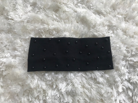 Black Pearls - Thin Ribbed 4" Wide Headband