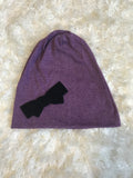Purple Heather Beanie - Black Velour Bow