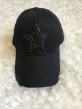 Black Rhinestone Star - Cotton Baseball Cap