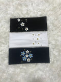 White + Blue Daisy Flowers - Wide Cotton Band